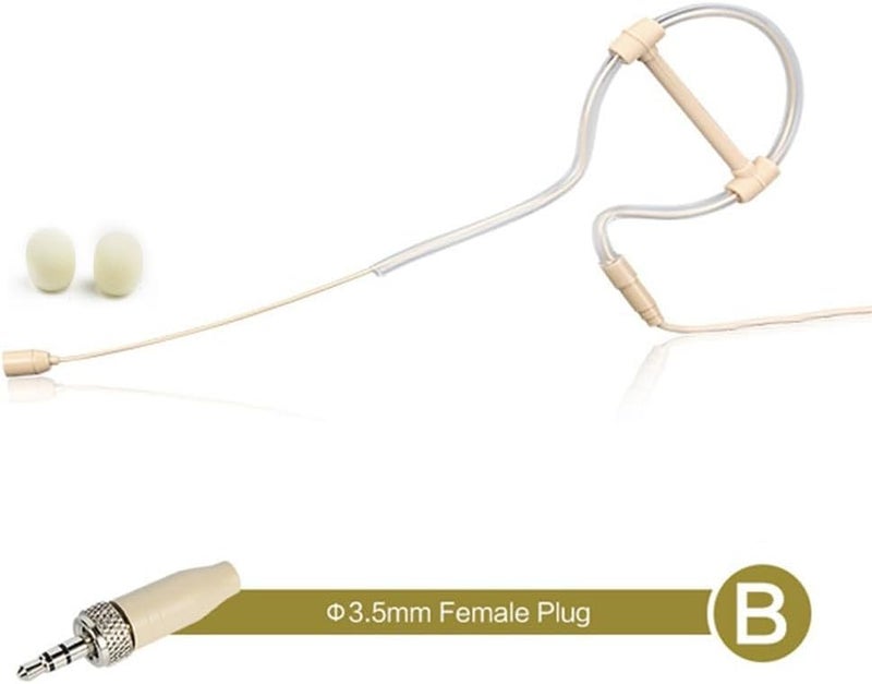 HOgardenME Beige Single Earhook Headset Mic Headworn Microphone 3.5mm 3 Pin 4 Pin XLR Connector Headset Mic with Foam Windscreen - Image 3
